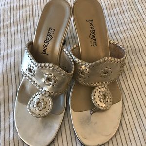 Jack Rogers Platinum Kitten Heel Sandals Size 7.5